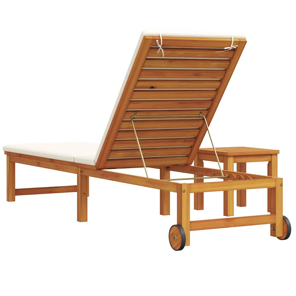 Leżak 2 Pcs Brązowy Lite Drewno Akacji