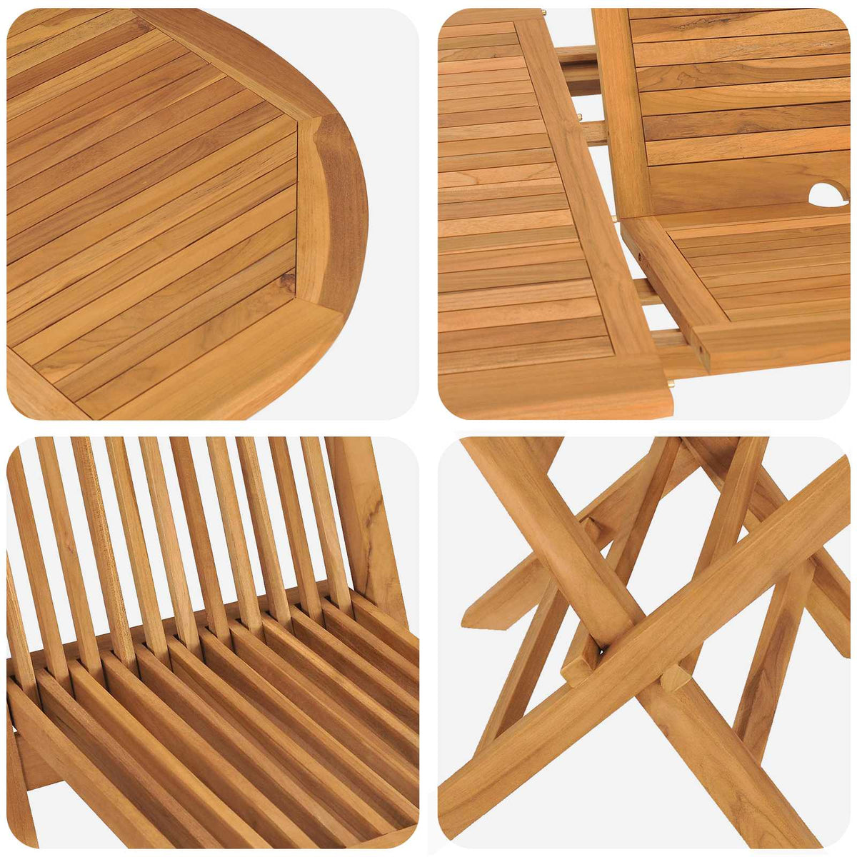 Zestaw Do Jadalni W Ogrodzie 5 Pcs Brązowy Lite Drewno Teakowe