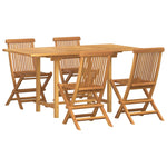 Zestaw Do Jadalni W Ogrodzie 5 Pcs Brązowy Lite Drewno Teakowe