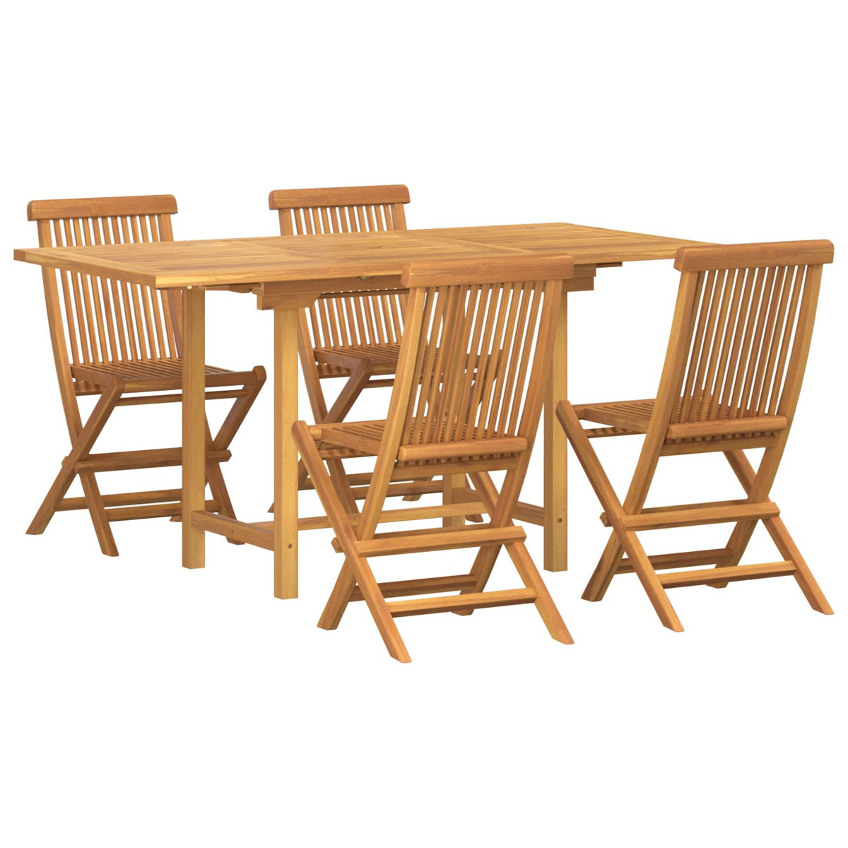 Zestaw Do Jadalni W Ogrodzie 5 Pcs Brązowy Lite Drewno Teakowe