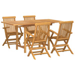 Zestaw Do Jadalni W Ogrodzie 5 Pcs Brązowy Lite Drewno Teakowe