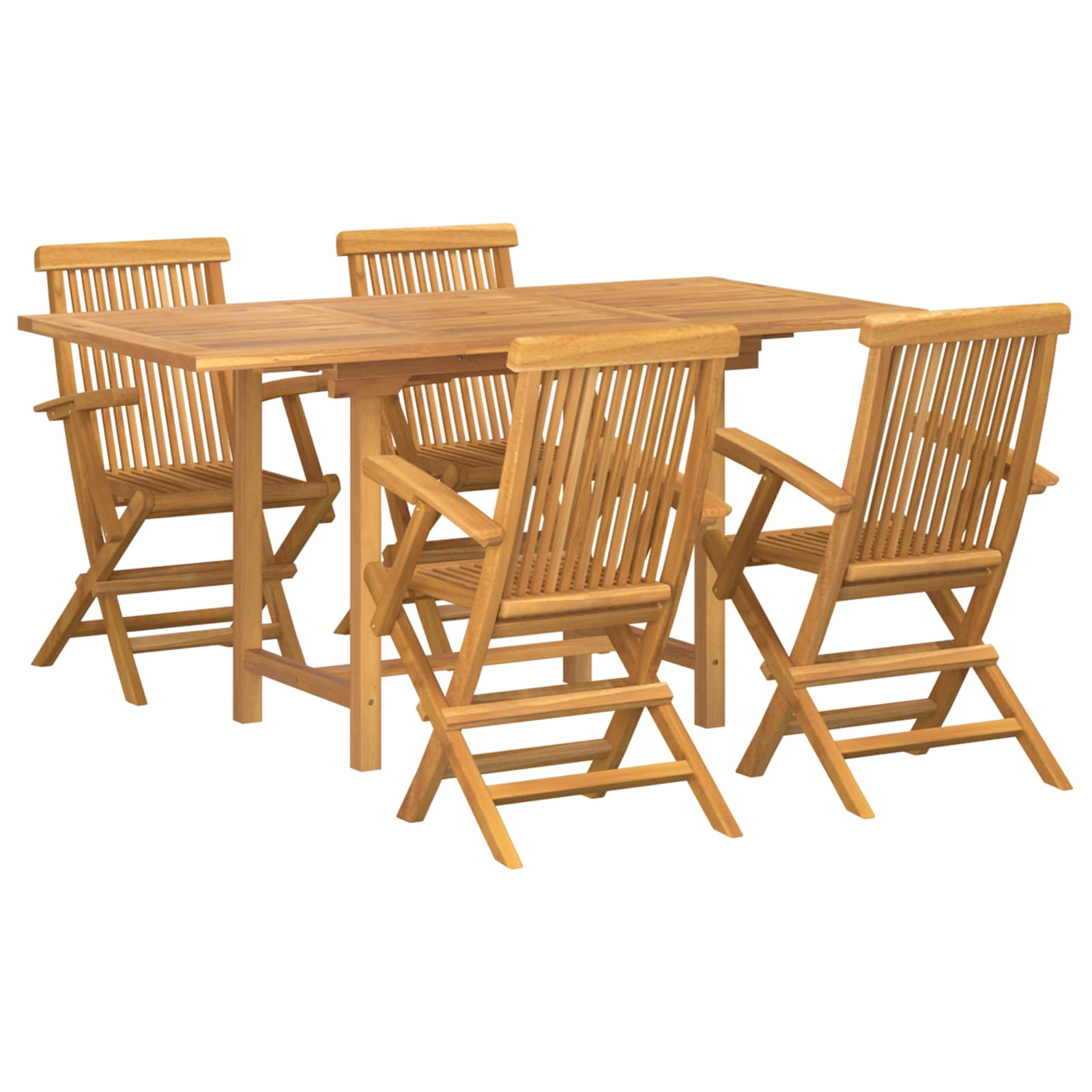 Zestaw Do Jadalni W Ogrodzie 5 Pcs Brązowy Lite Drewno Teakowe