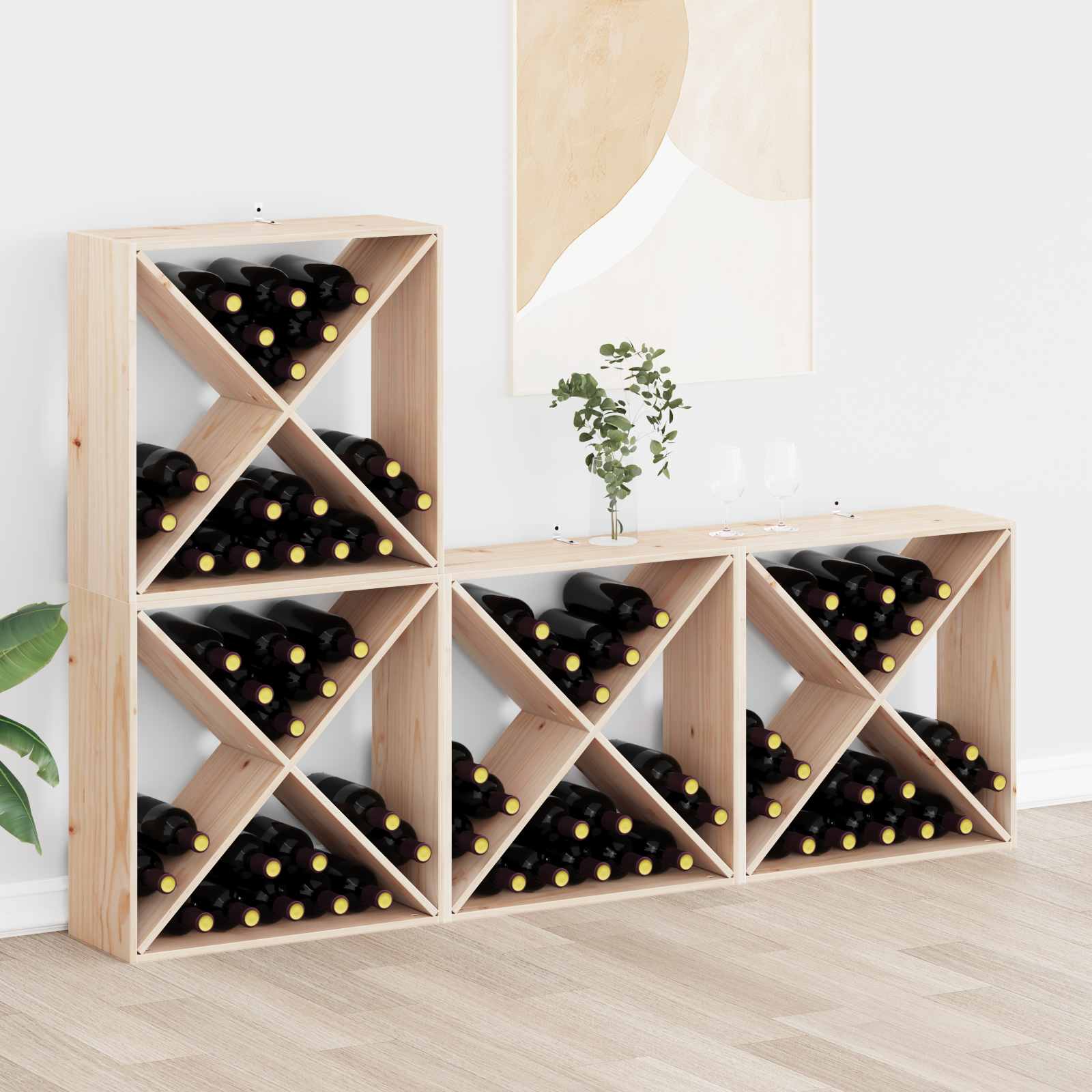 Regał Na Wino 2 Pcs 56 X 25 X 56 Cm Lite Drewno Sosnowe