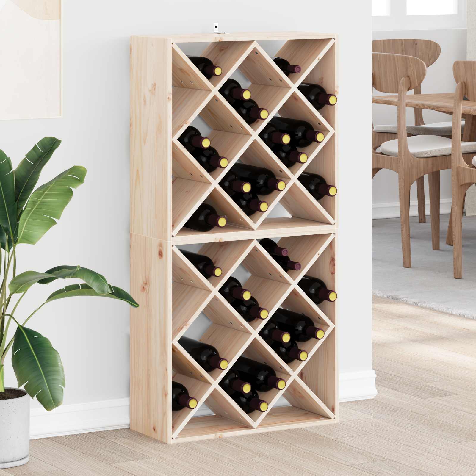 Regał Na Wino 2 Pcs 56 X 25 X 56 Cm Lite Drewno Sosnowe