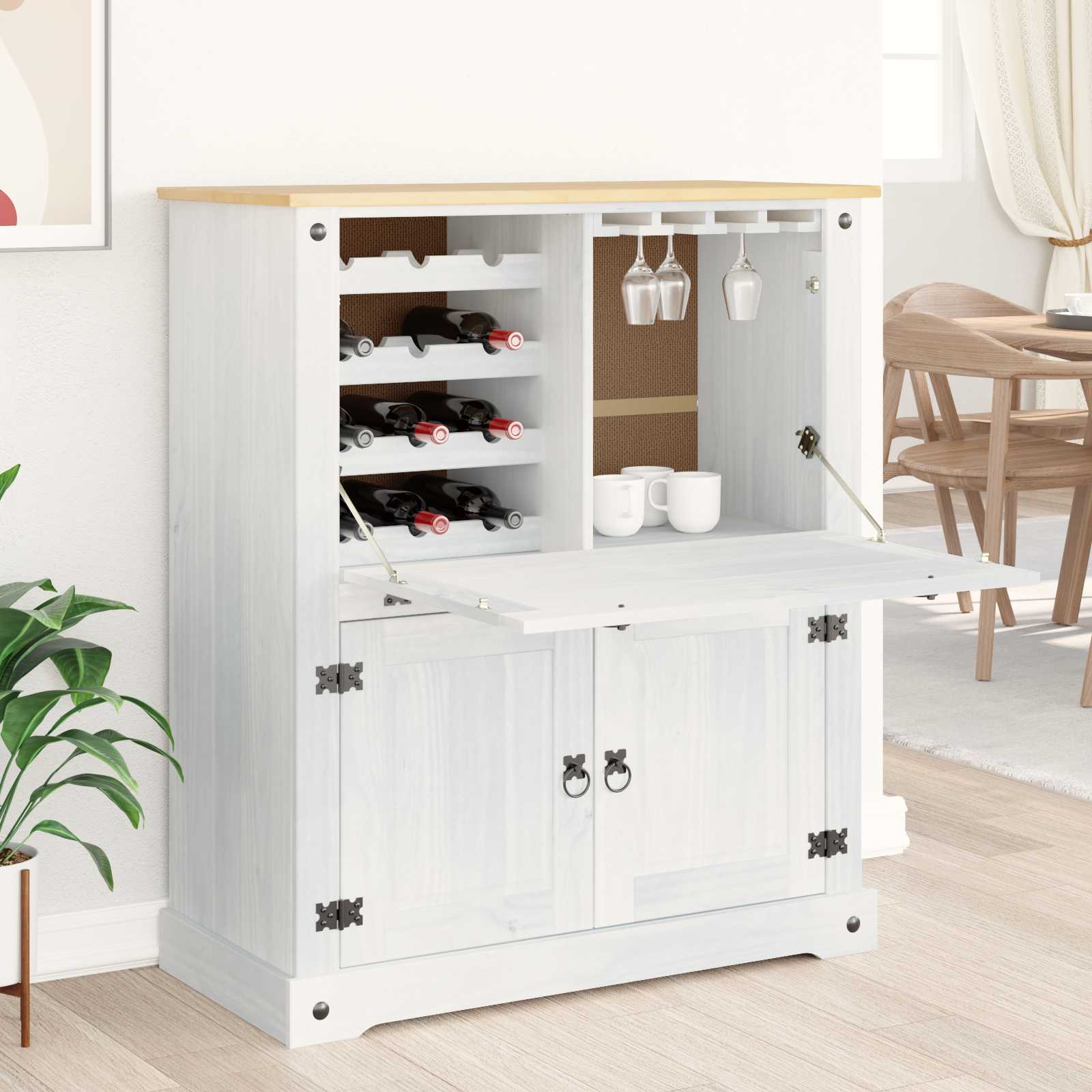 Szafka Na Wino 97 X 45 X 114 Cm Lite Drewno Sosnowe