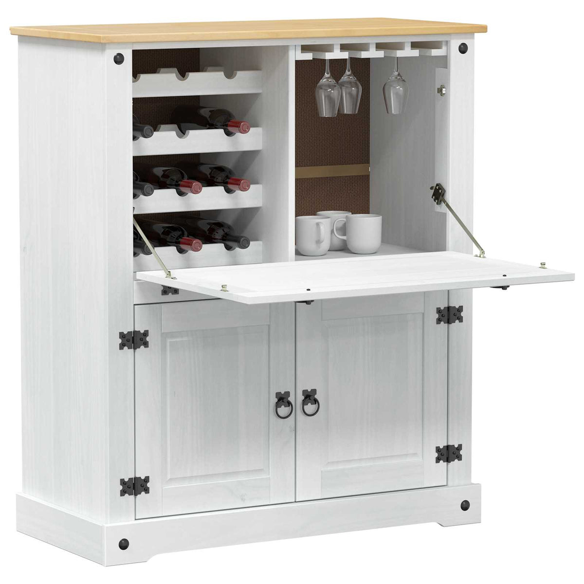 Szafka Na Wino 97 X 45 X 114 Cm Lite Drewno Sosnowe