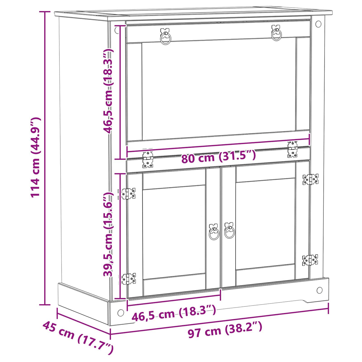 Szafka Na Wino 97 X 45 X 114 Cm Lite Drewno Sosnowe