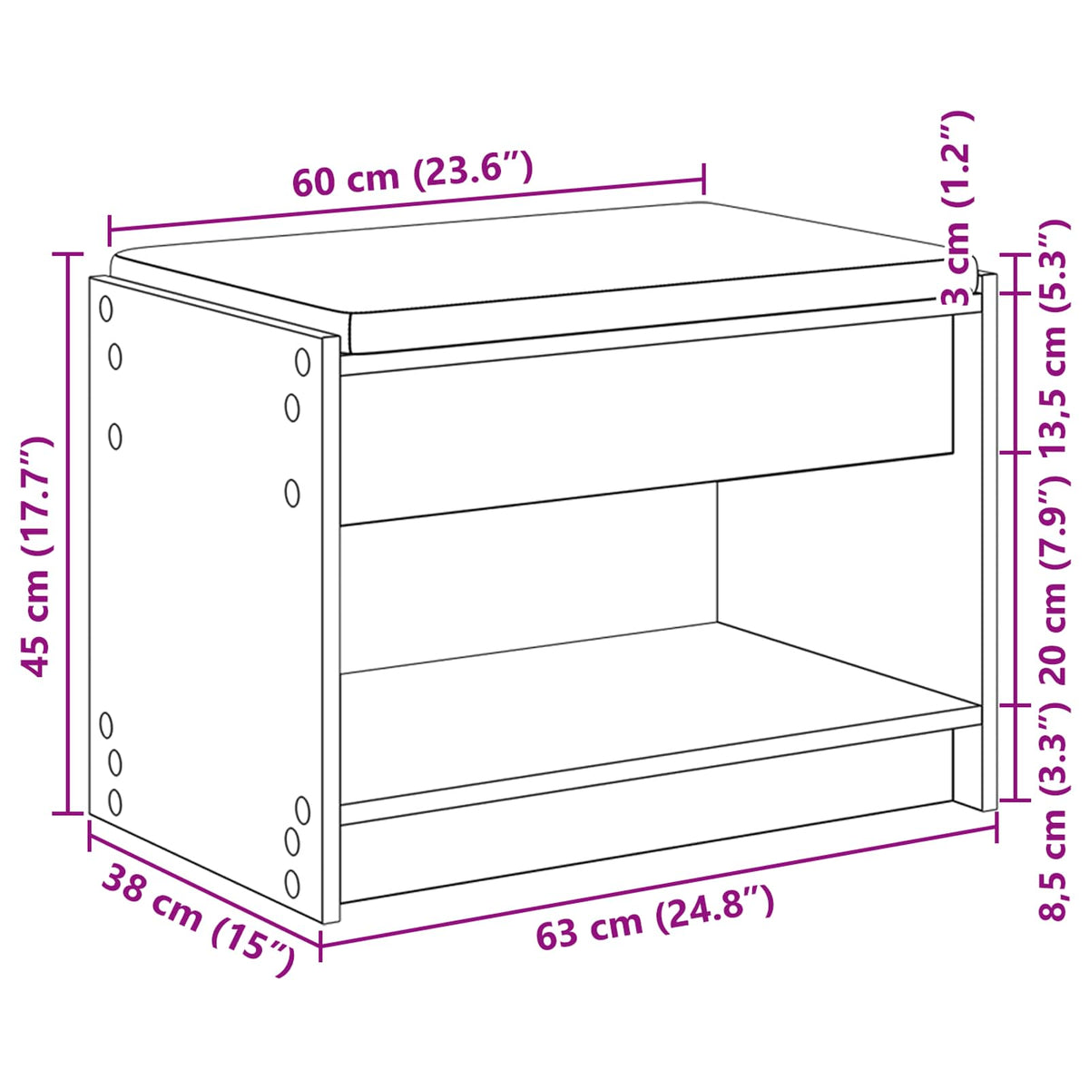 Ławka W Przedpokoju 63 X 38 X 45 Cm