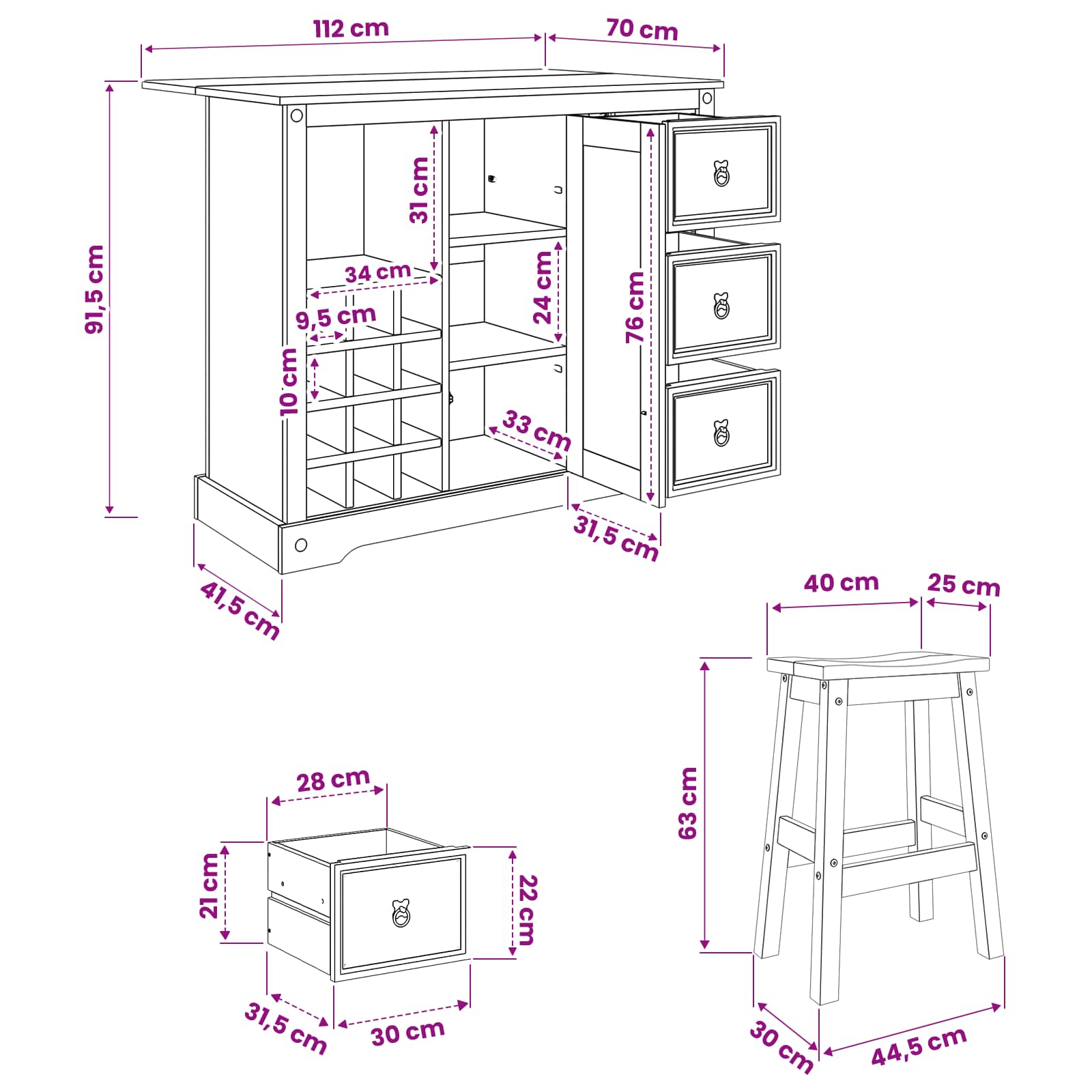 Przechowywanie W Kuchni 2 Pcs Lite Sosnowe