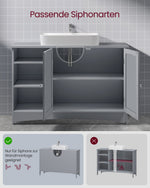 Szafka pod umywalkę, jasnoszary, 90 cm