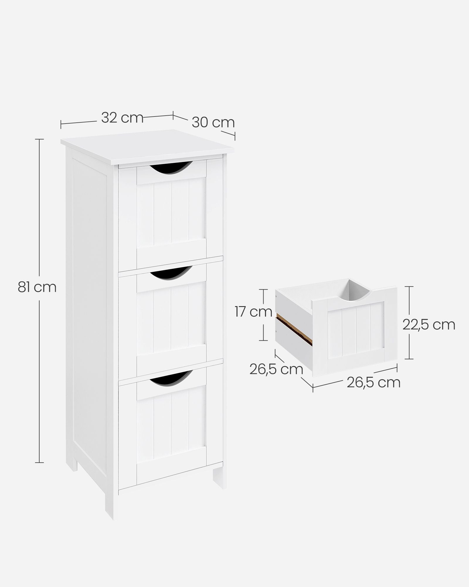 Szafka do przechowywania, biały, 32 cm