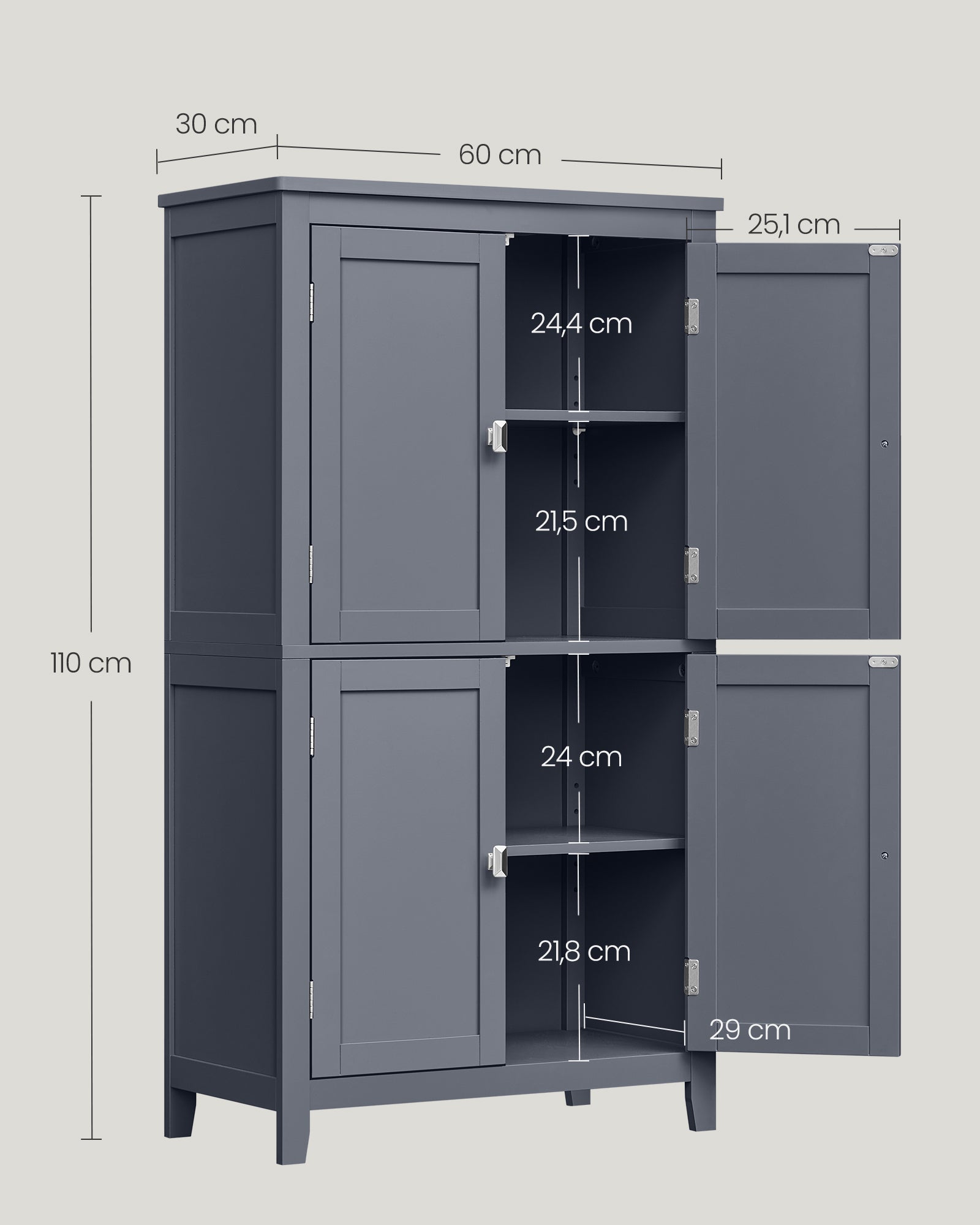 Szafka do przechowywania, szary, 60 cm