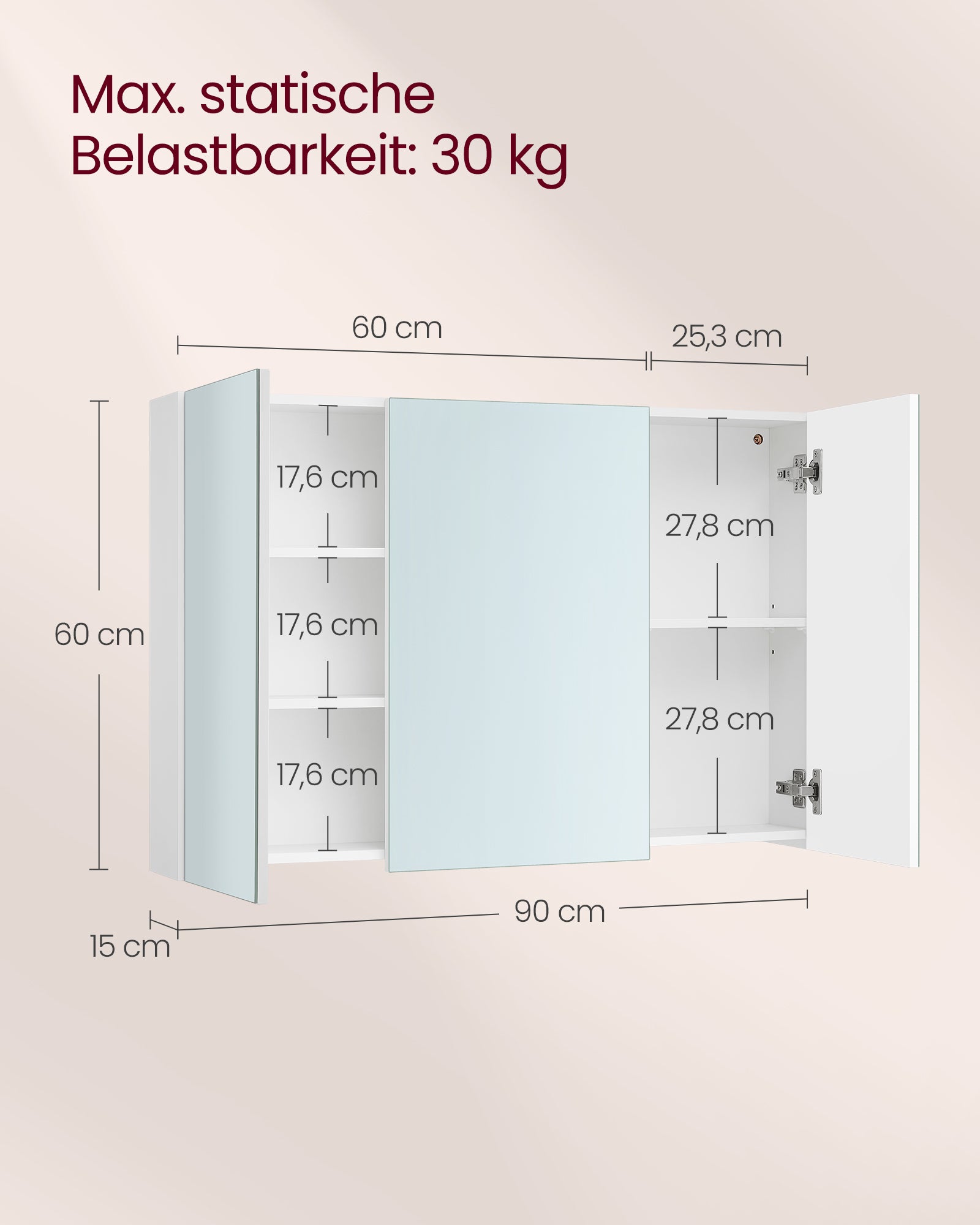 Szafka łazienkowa, biały, 90 cm