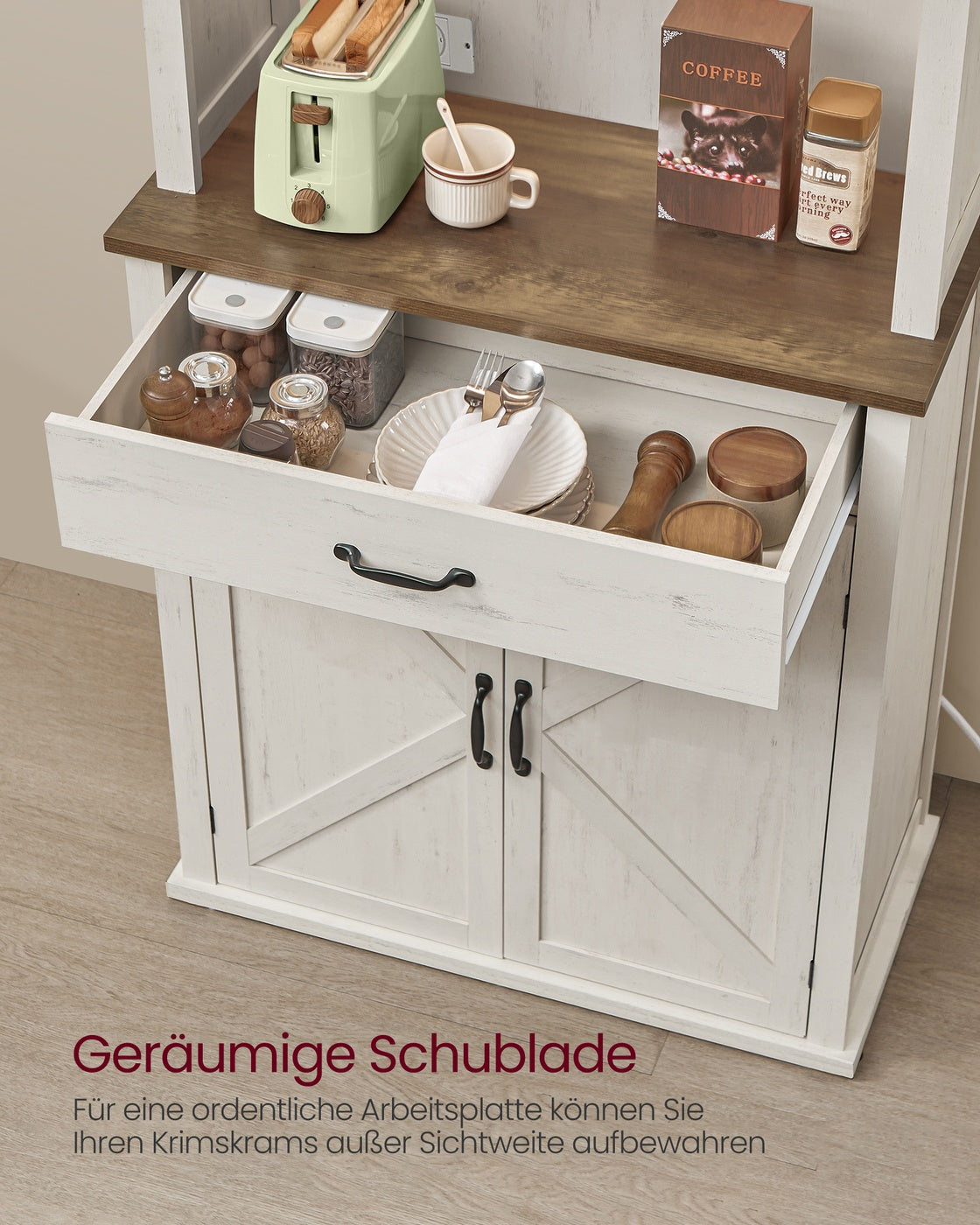 Szafka kuchenna z oświetleniem i szufladą biała