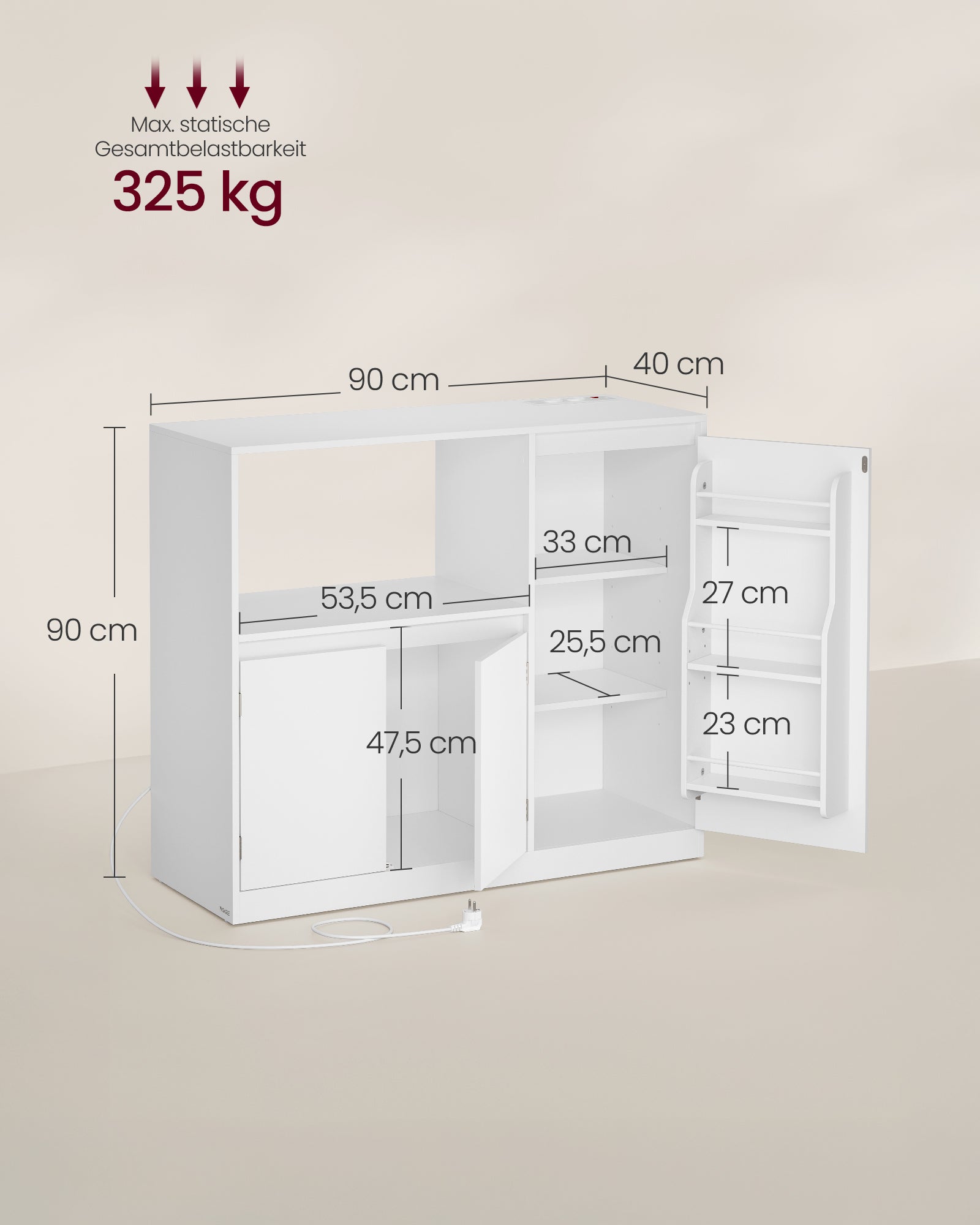 Szafka do przechowywania, biały, 90 cm