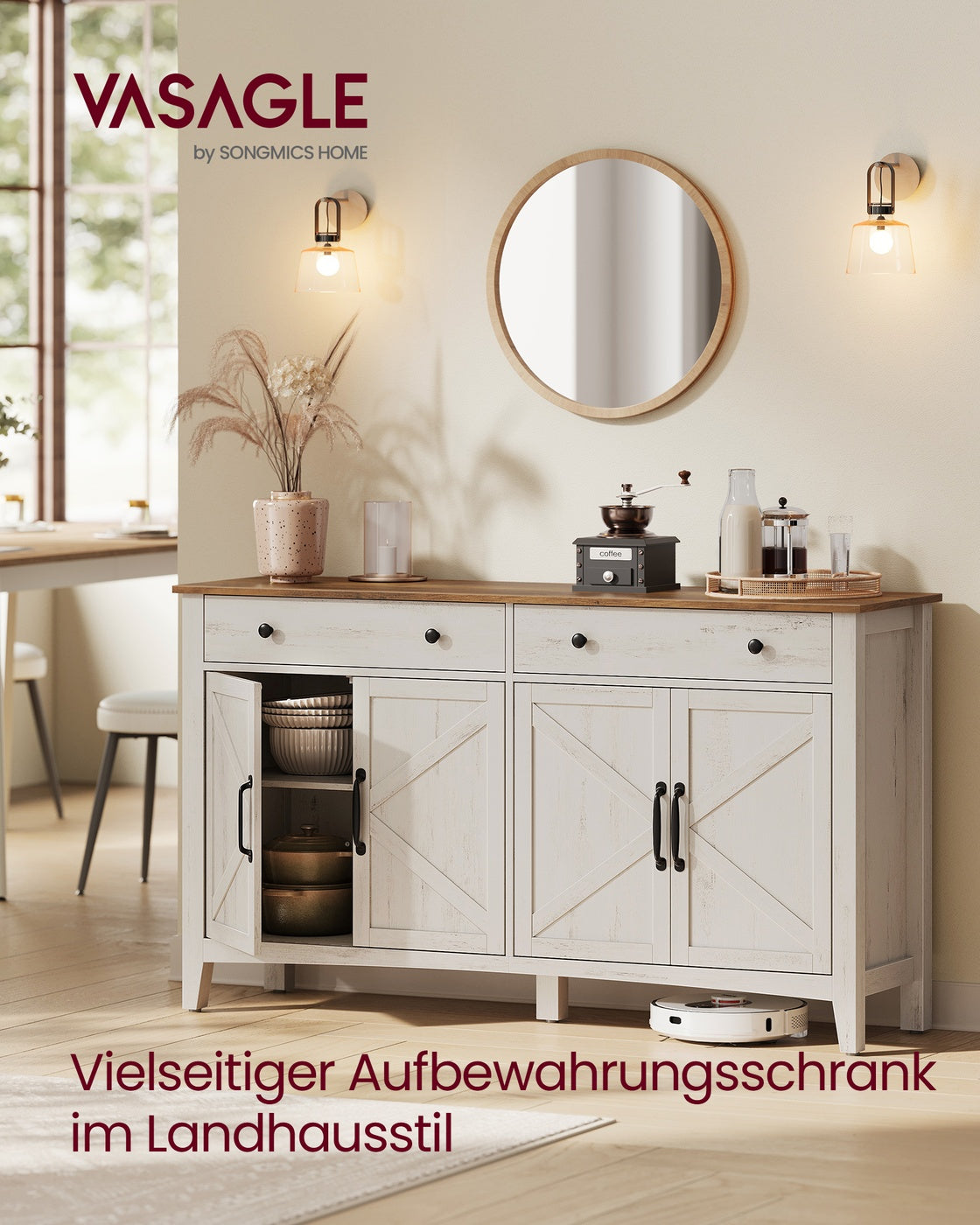 Kredens z szufladami 140x80x40 cm biały i brąz