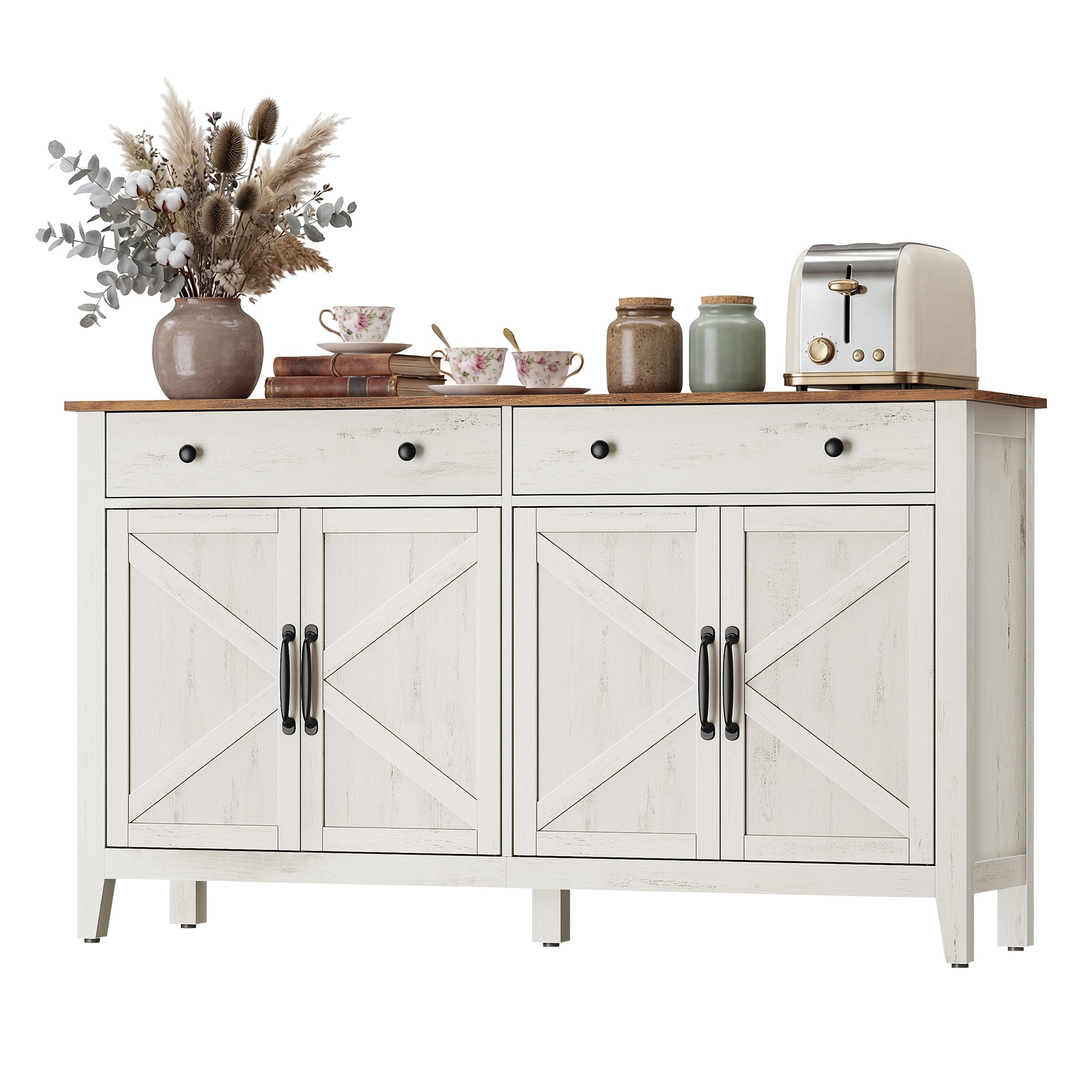 Szafka do przechowywania, rustic white, 140 cm