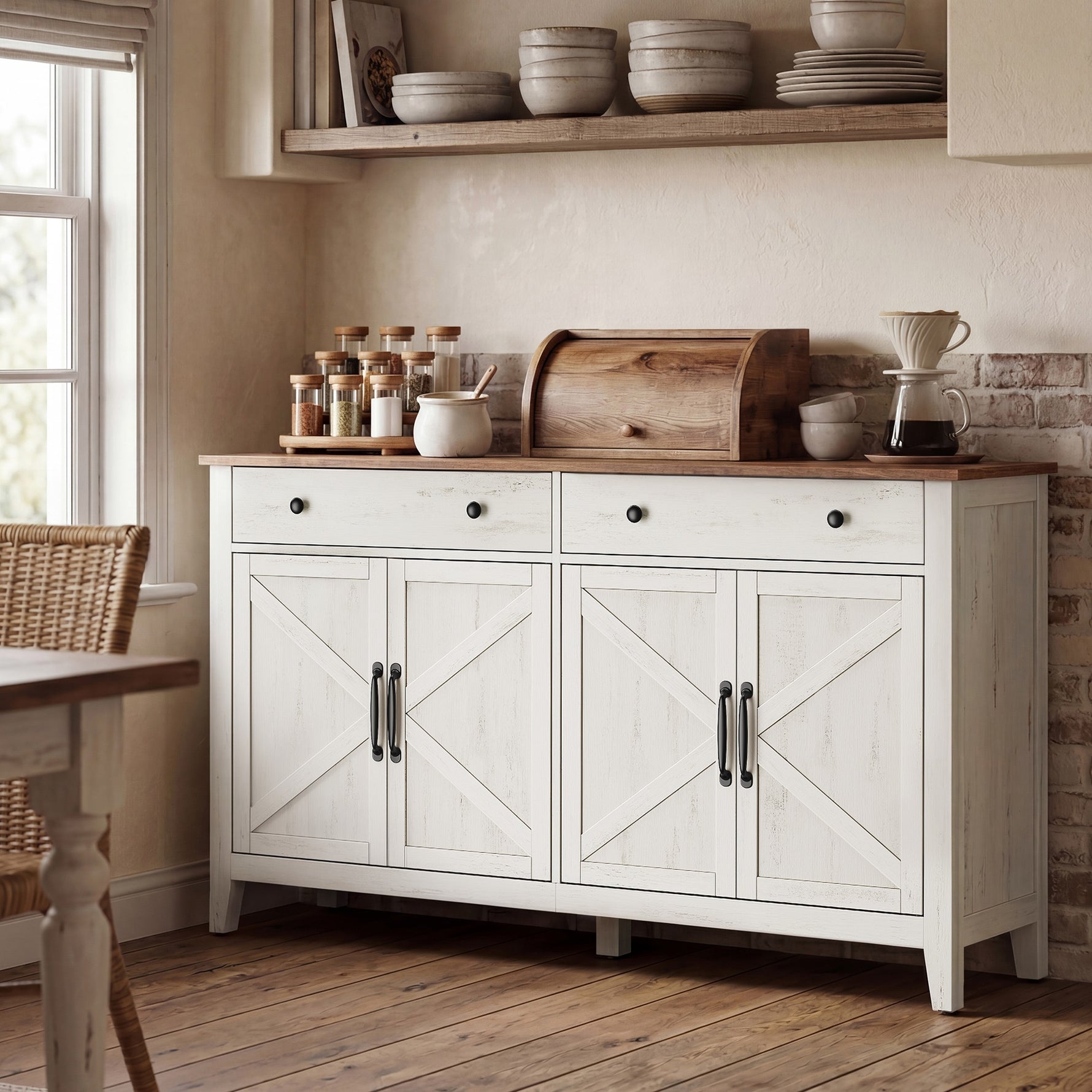 Szafka do przechowywania, rustic white, 140 cm