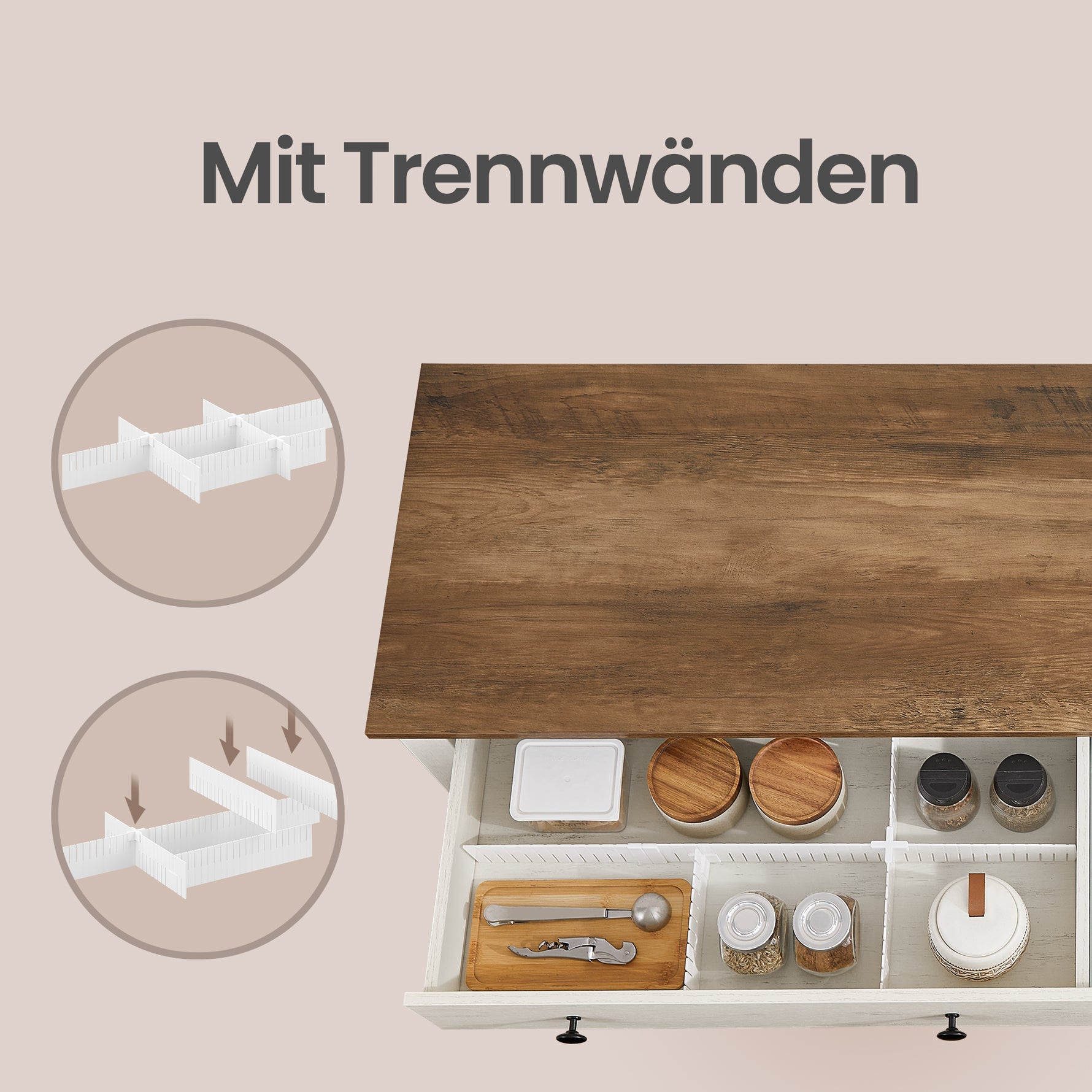 Szafka do przechowywania, rustic white, 140 cm