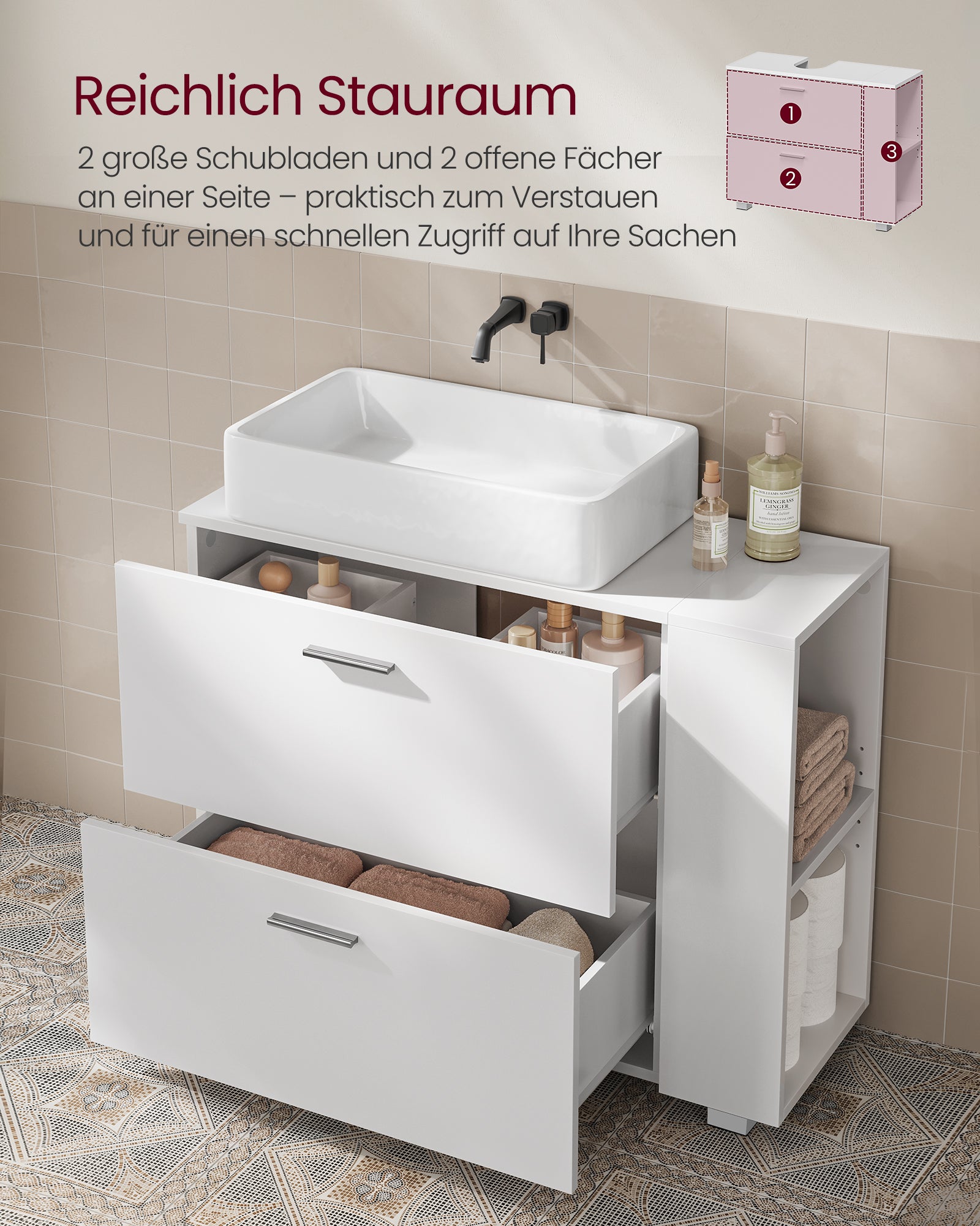 Szafka pod zlewozmywak z otwartymi przegródkami 30x80x64 cm