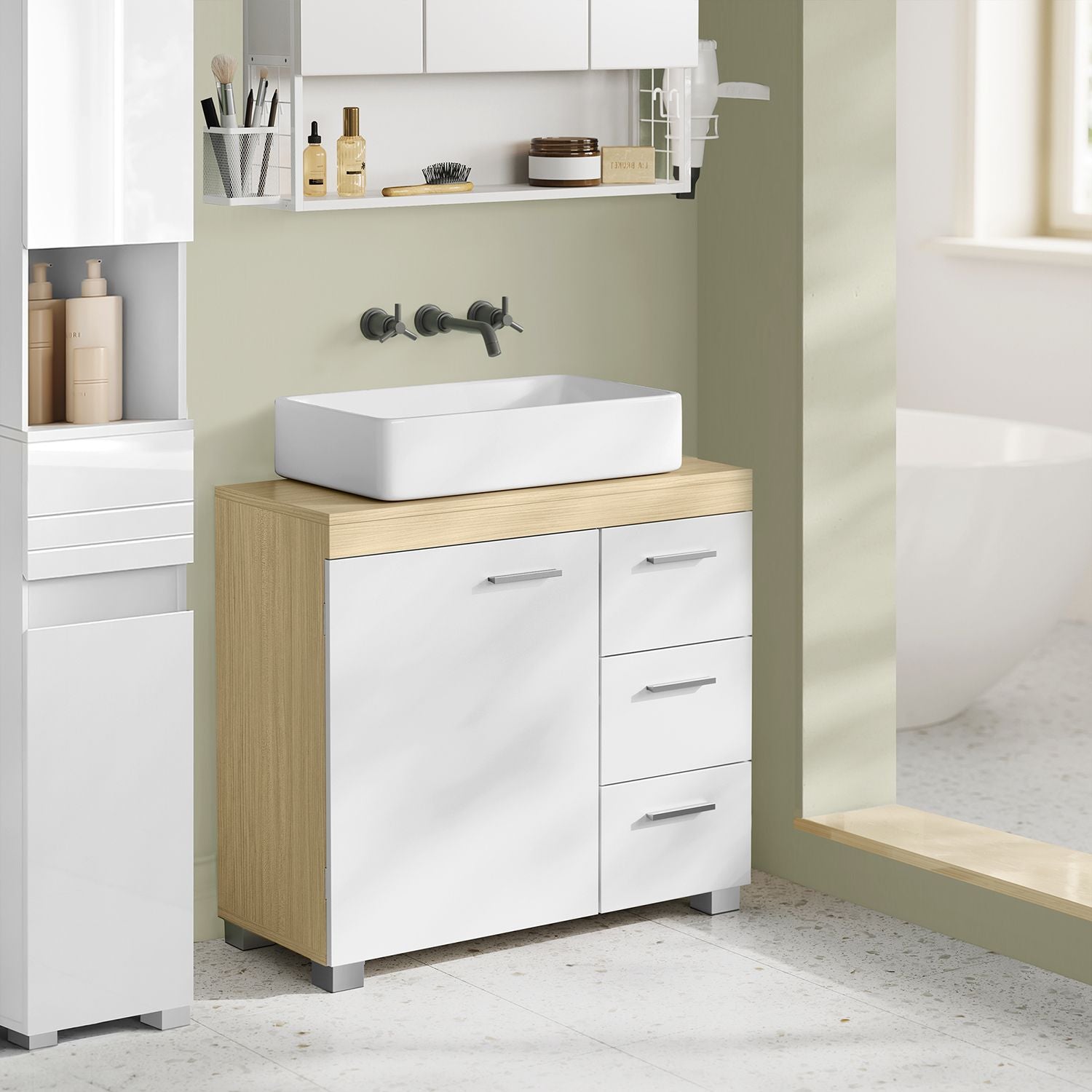 Szafka pod umywalkę, natural beige, 70 cm
