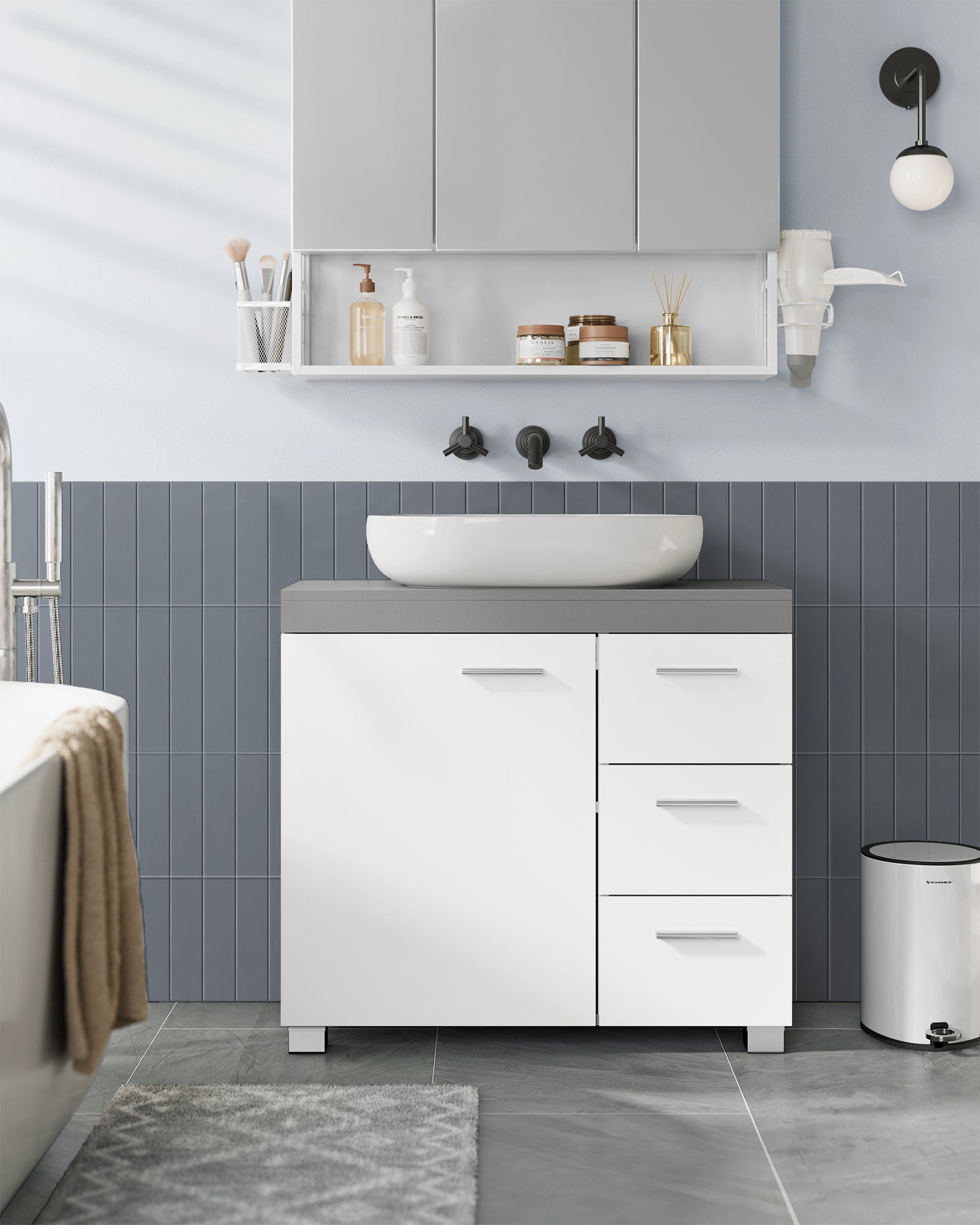 Szafka pod umywalkę, cement gray, 70 cm