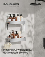 Zestaw 2 półek pod prysznic bez wiercenia szarych