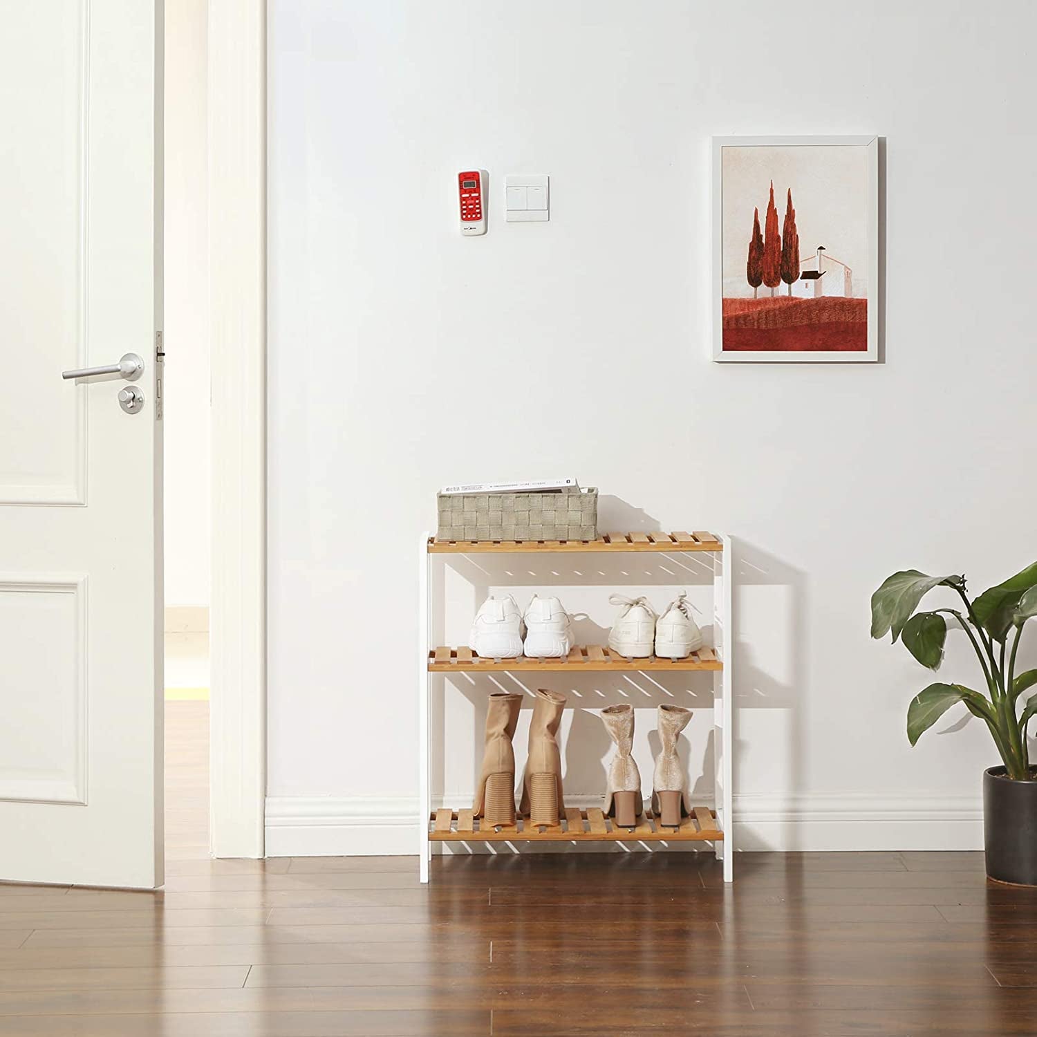 Regał na buty, light bamboo, 60 cm