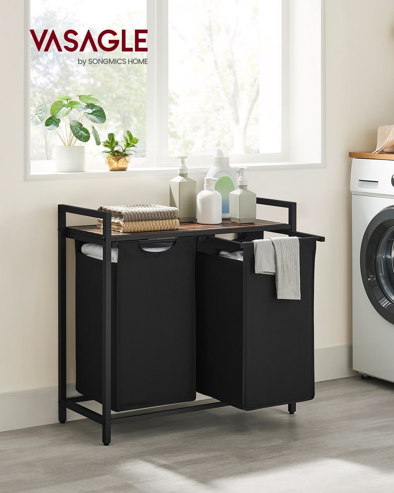 Kosz na pranie z 2 wyjmowanymi workami 2×46 l