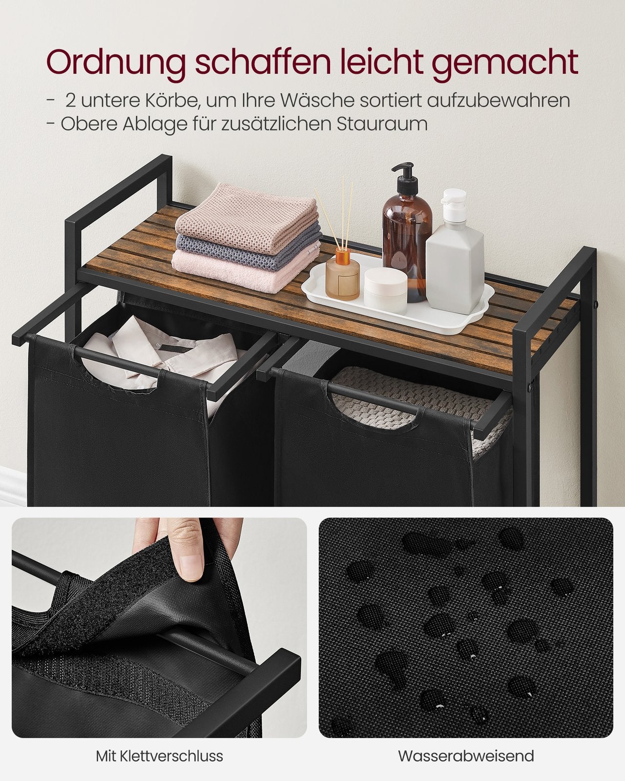 Kosz na pranie z 2 wyjmowanymi workami 2×46 l