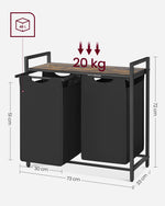 Kosz na pranie z 2 wyjmowanymi workami 2×46 l