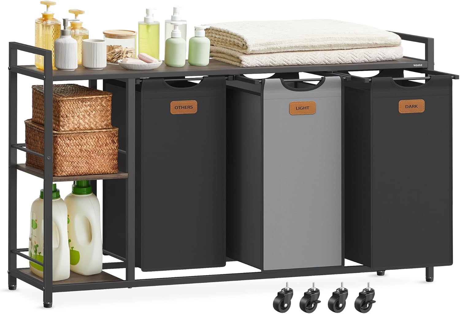 Kosz na pranie, czarny, 117 cm