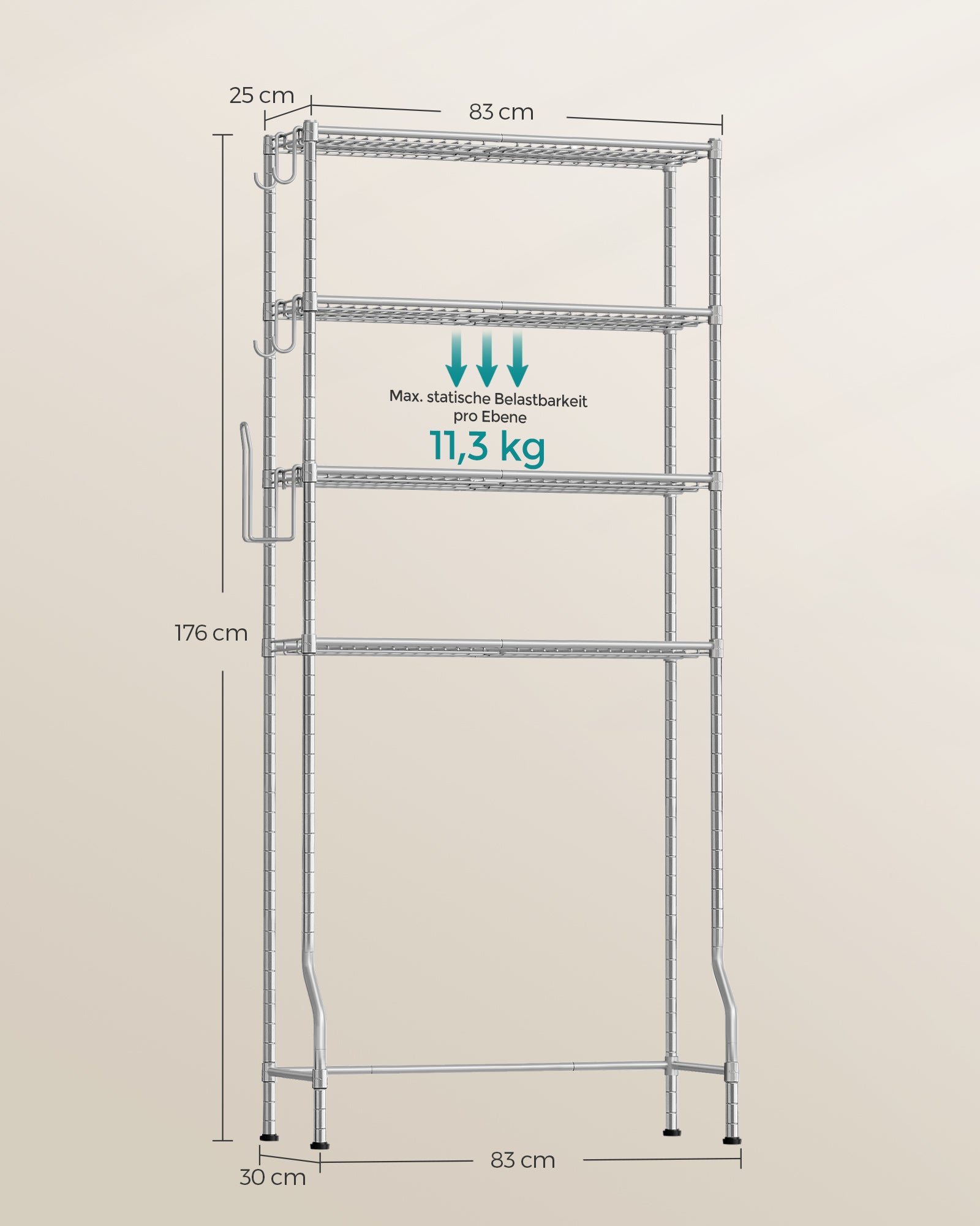 Regał do przechowywania, srebrny, 83 cm