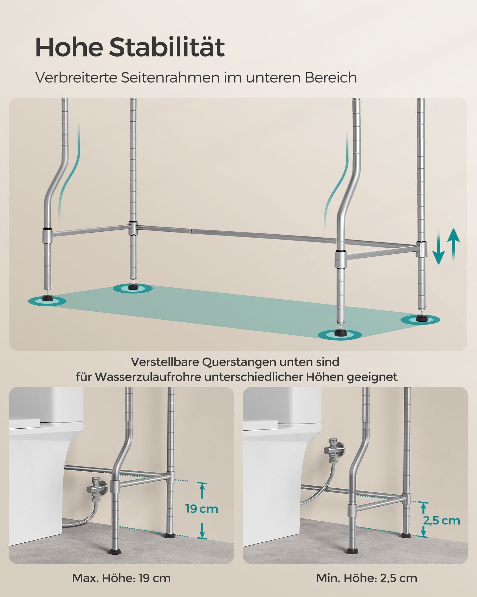 Regał do przechowywania, srebrny, 83 cm