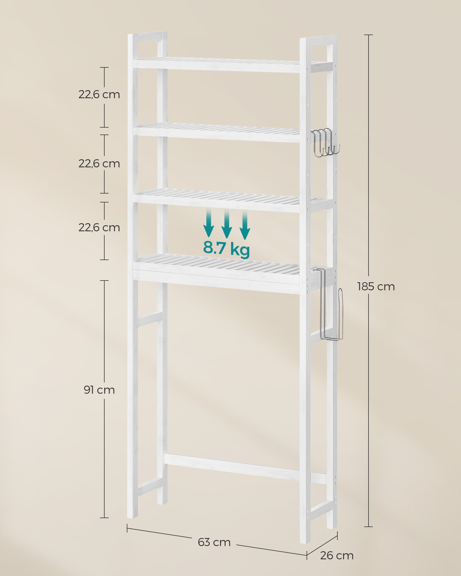 Mebel do domu, biały, 63 cm