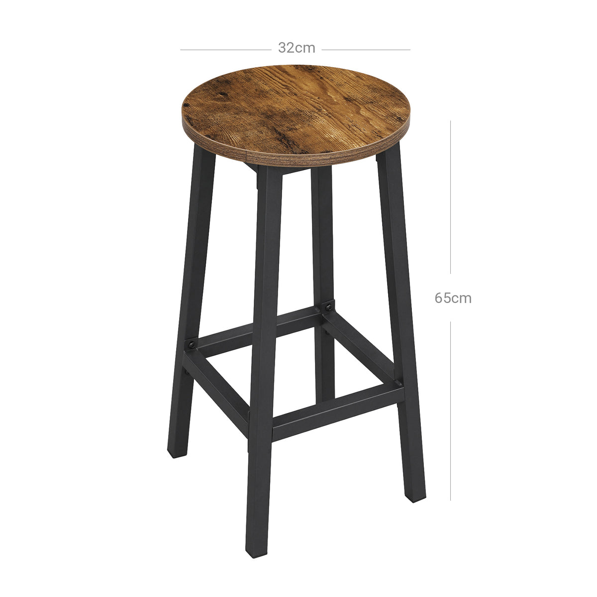 Zestaw 2 stołków barowych 65 cm z metalową ramą