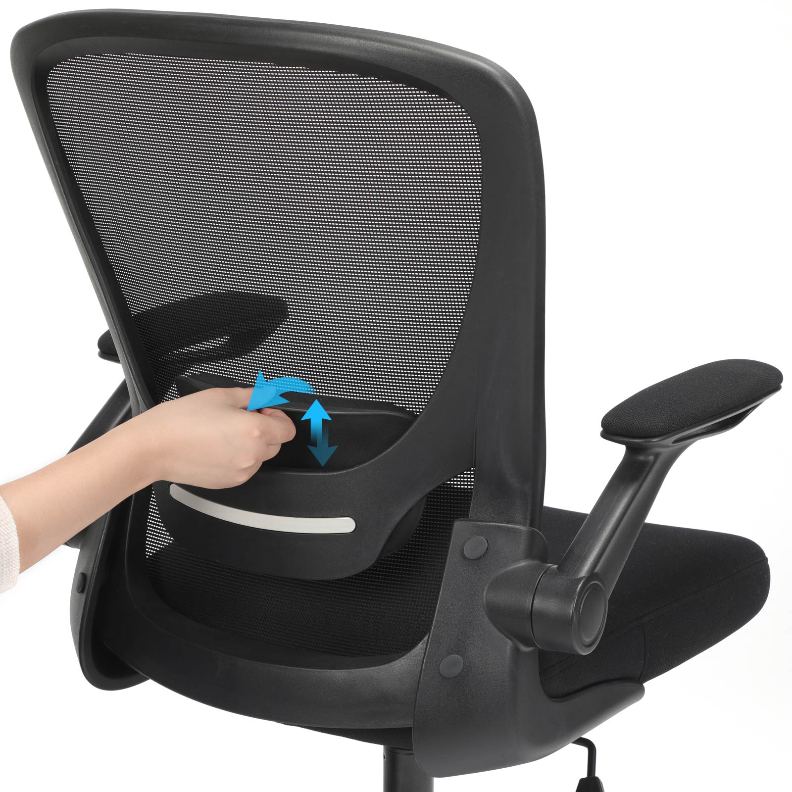 Ergonomiczne krzesło biurowe z siatką i składanymi podłokietnikami