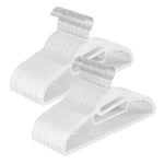 Zestaw 20 białych wieszaków plastikowych z obrotowym hakiem