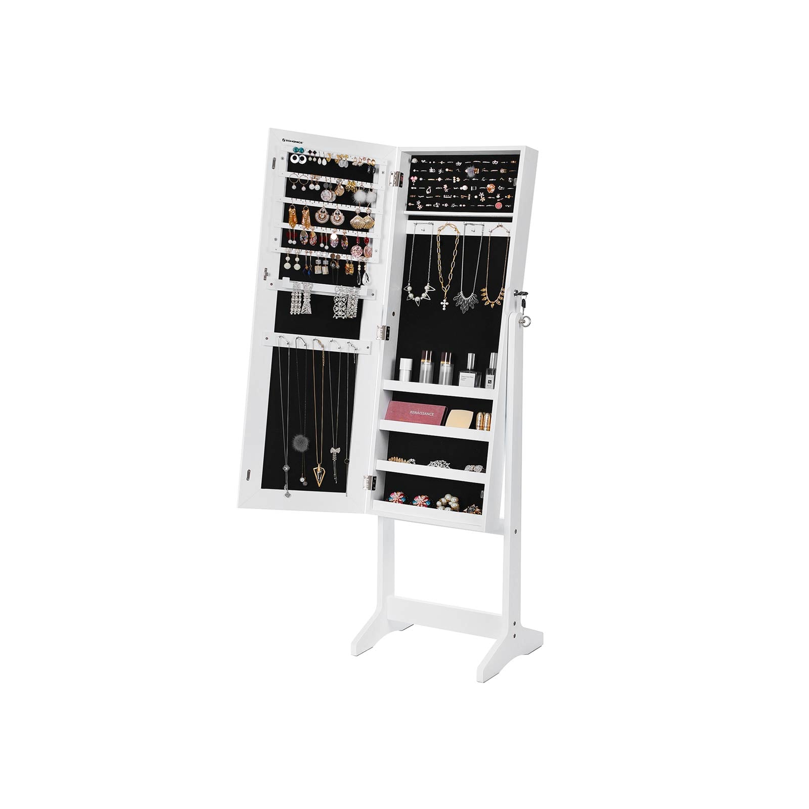 Szafka na biżuterię, biały, 151,5 cm