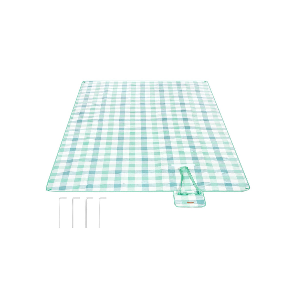 Duży koc piknikowy 300×200 cm wodoodporny zielono-biały