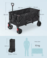Składany wózek transportowy 200 l do 150 kg czarny