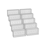 Zestaw 10 koszy gabionowych 100x50x30 cm srebrnych