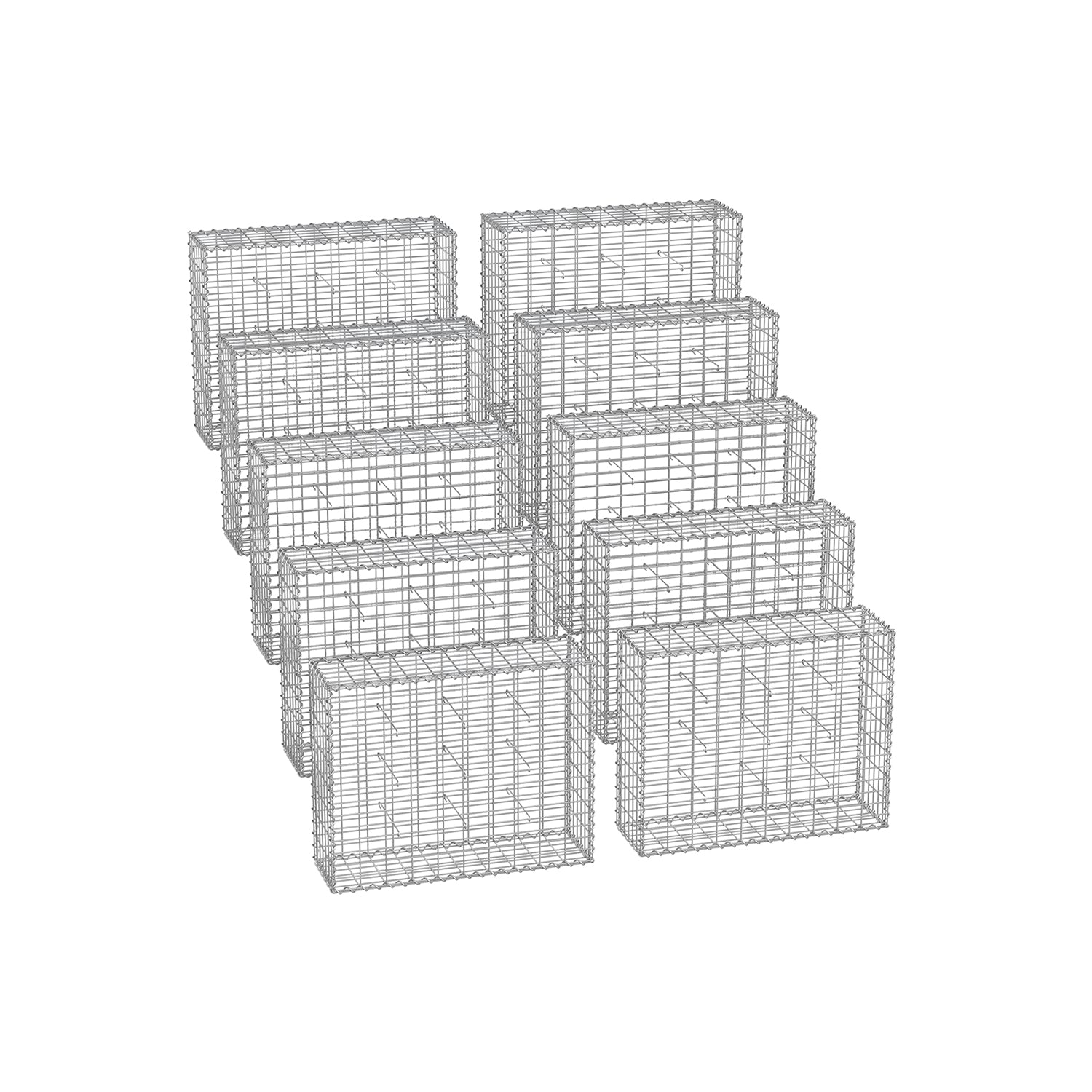 Zestaw 10 koszy gabionowych 100×80×30 cm stal ocynkowana