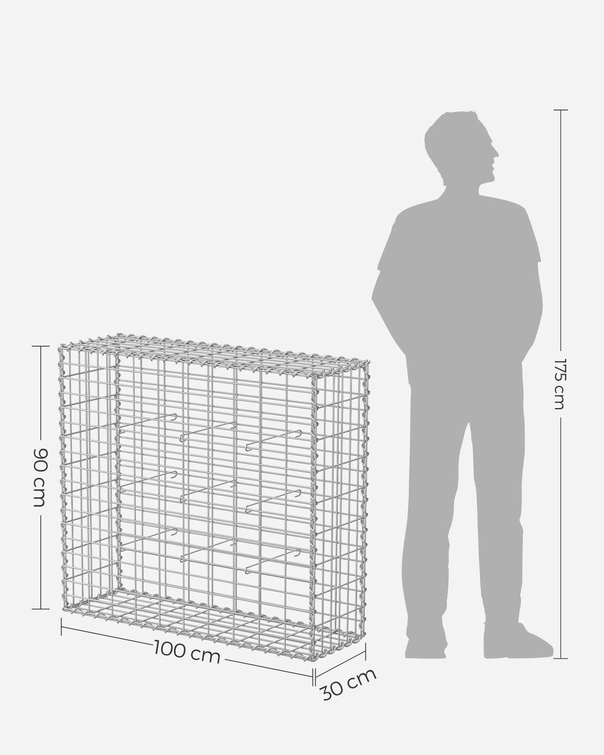 Zestaw 10 koszy gabionowych 100x90x30 cm, ocynkowane