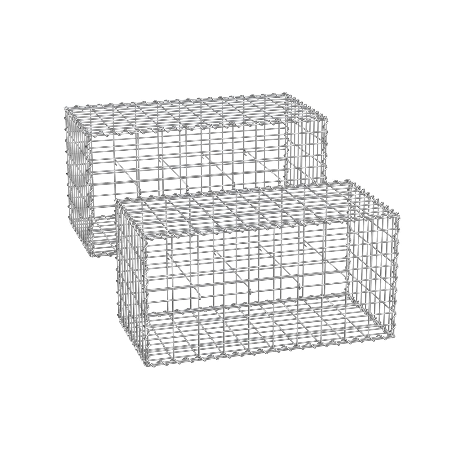 Zestaw 2 koszy gabionowych 100x50x50 cm stal ocynkowana