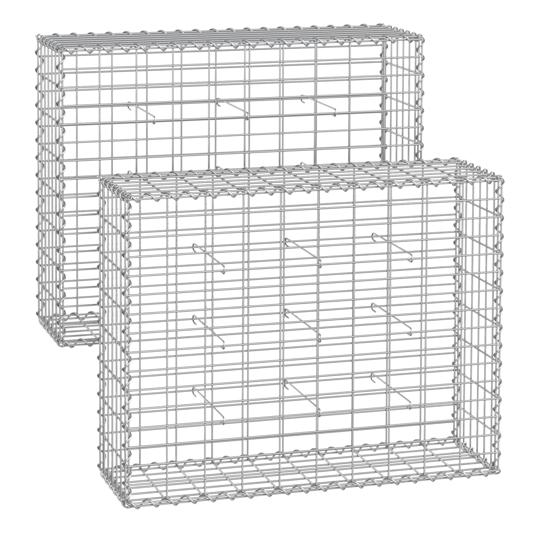 Zestaw 2 koszy gabionowych 100x80x30 cm ocynkowanych