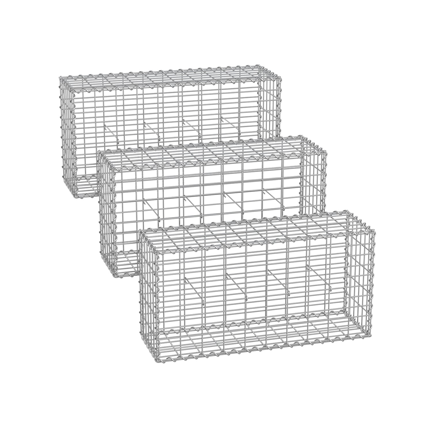 Zestaw 3 koszy gabionowych 100x50x30 cm, stal ocynkowana
