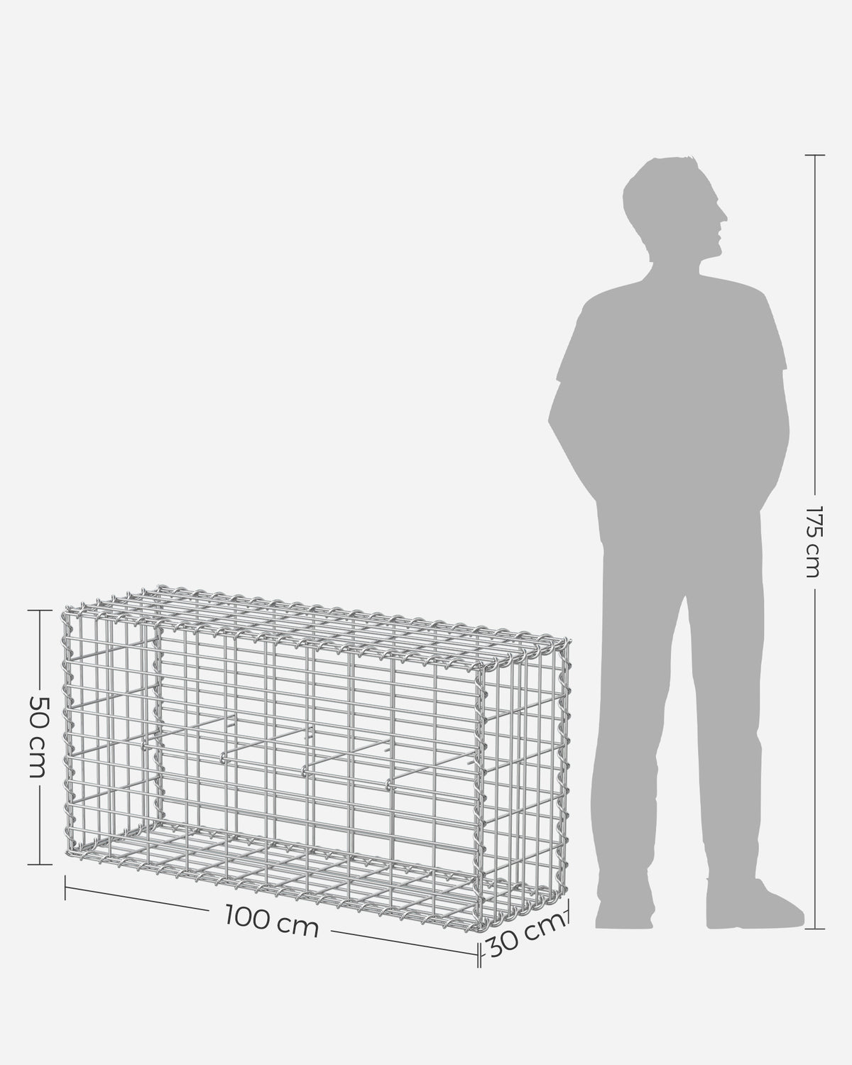 Zestaw 3 koszy gabionowych 100x50x30 cm, stal ocynkowana
