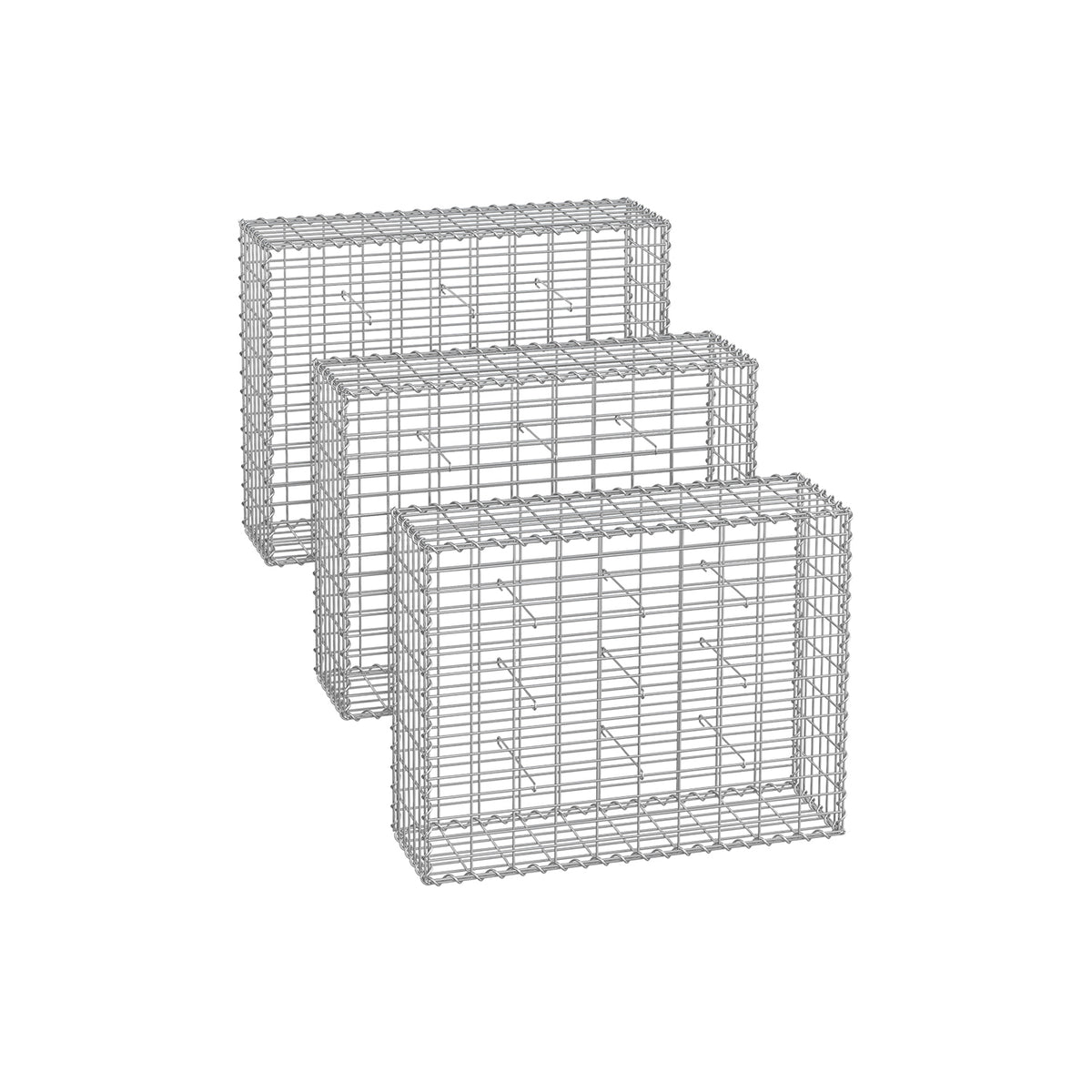 Zestaw 3 koszy gabionowych 100x80x30 cm stal ocynkowana