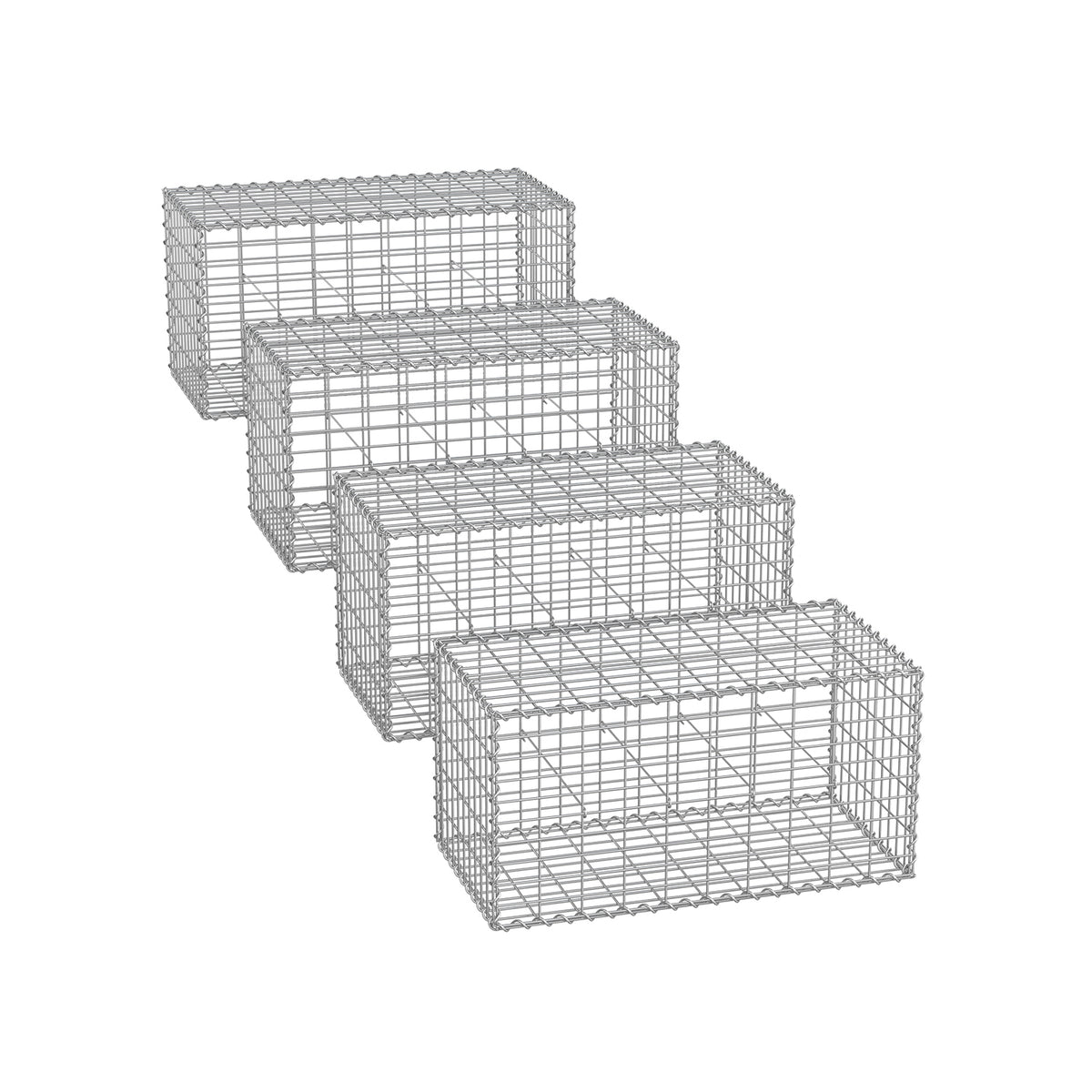 Zestaw 4 koszy gabionowych 100x50x50 cm stal ocynkowana